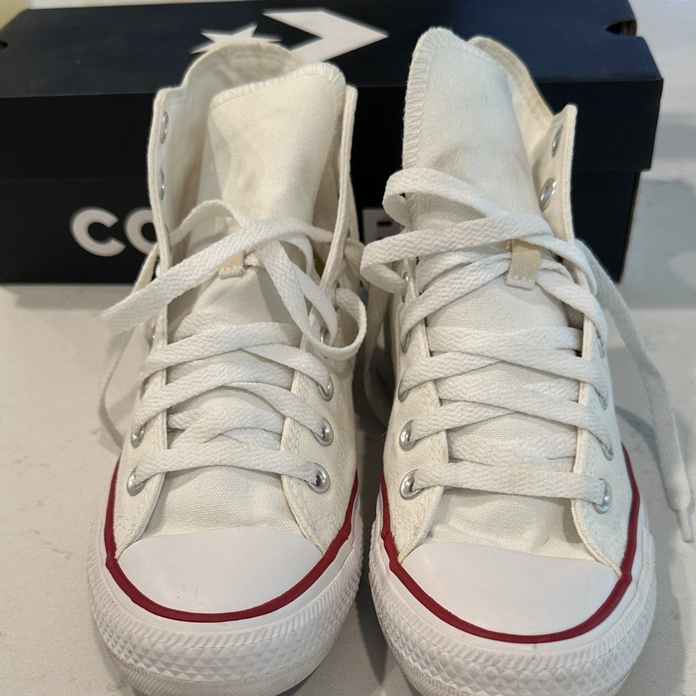 Converse White and Red High-Top Sneakers